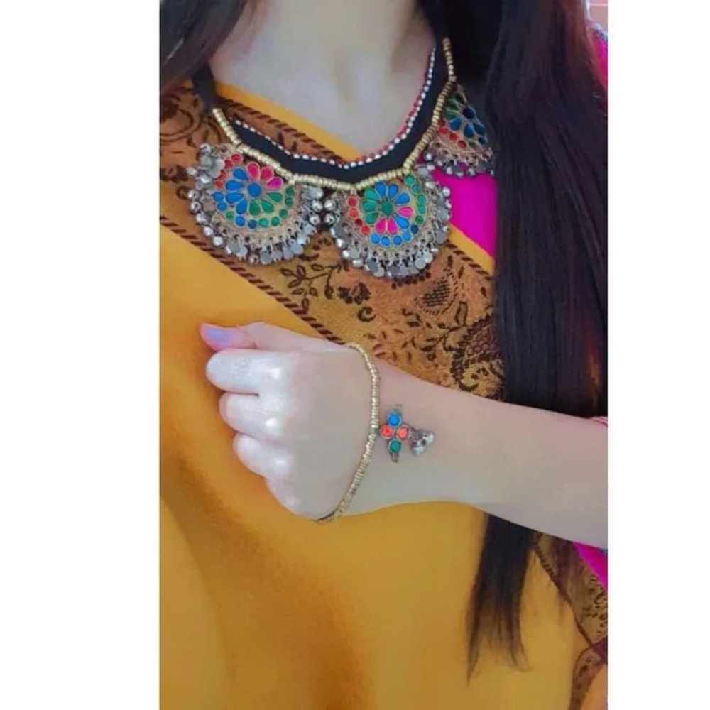 Afghan Traditional 3 Petal Choker Necklace, Afghan Necklace